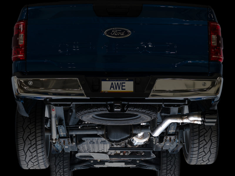 AWE 21-25 Ford F150 (14th Gen Reg Cab) Cat-Back Exhaust - 4.5in Dual Side Exit Diamond Black Tips AWE Tuning Catback AXOPROS
