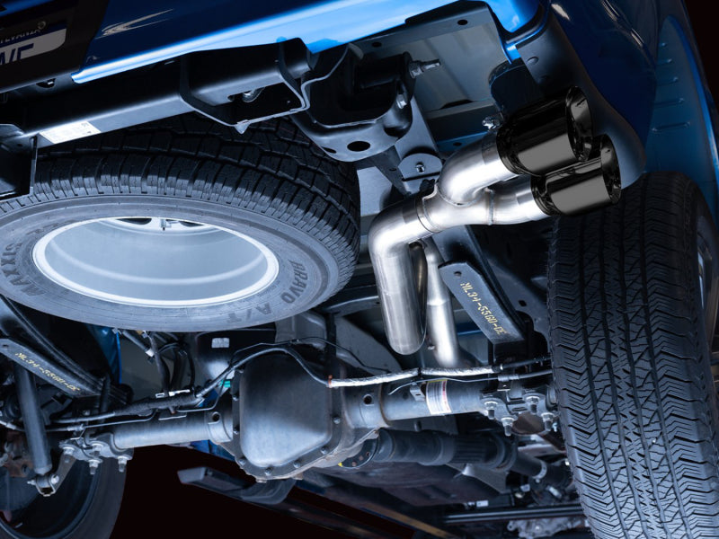 AWE 0FG 21+ Ford F150 Dual Side Exit Cat-Back Exhaust - 4.5in Diamond Black Tips AWE Tuning Catback AXOPROS