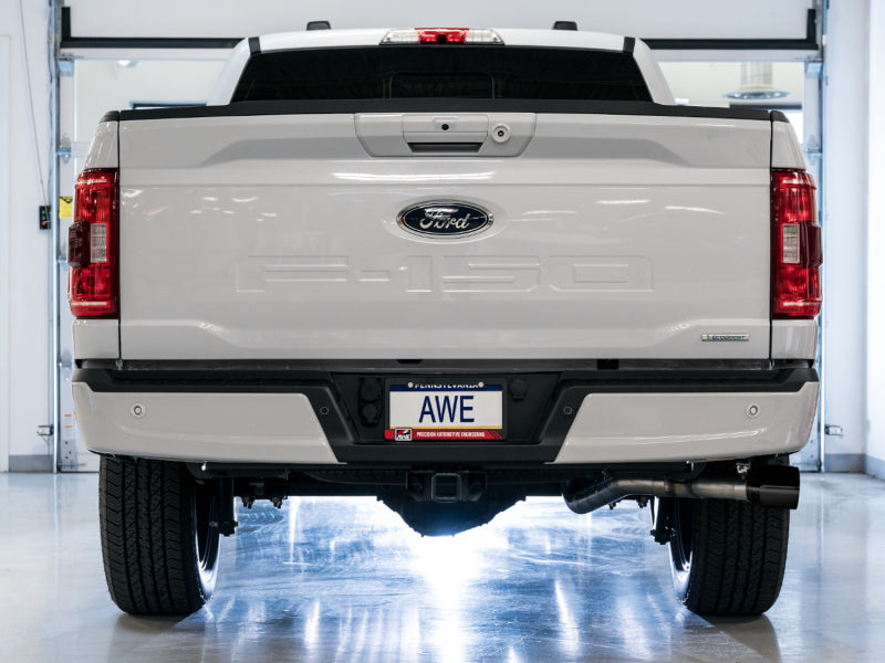 AWE 0FG 21+ Ford F150 Dual Side Exit Cat-Back Exhaust - 4.5in Diamond Black Tips AWE Tuning Catback AXOPROS