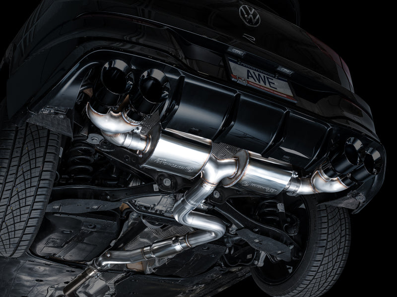 AWE MK8 Volkswagen Golf R 3in Touring Edition Quad Exhaust - Diamond Black Tips AWE Tuning Catback AXOPROS