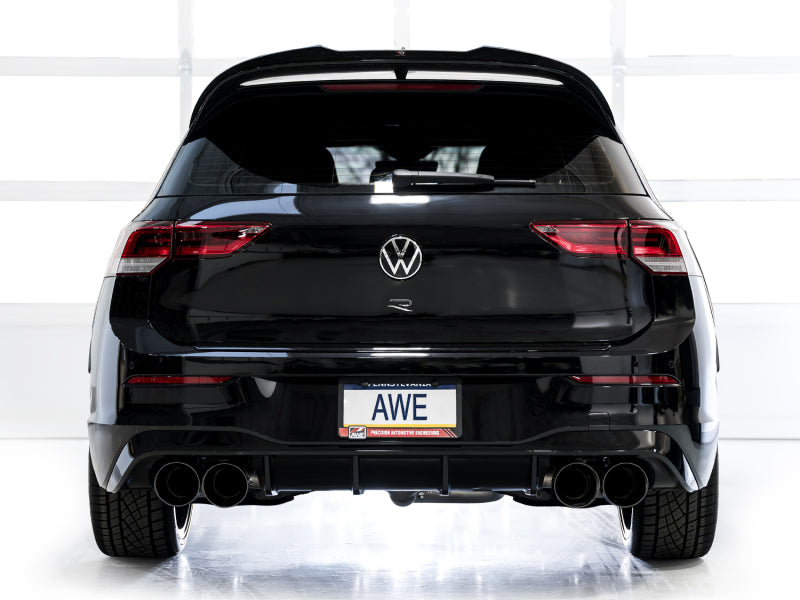 AWE MK8 Volkswagen Golf R 3in Touring Edition Quad Exhaust - Diamond Black Tips AWE Tuning Catback AXOPROS