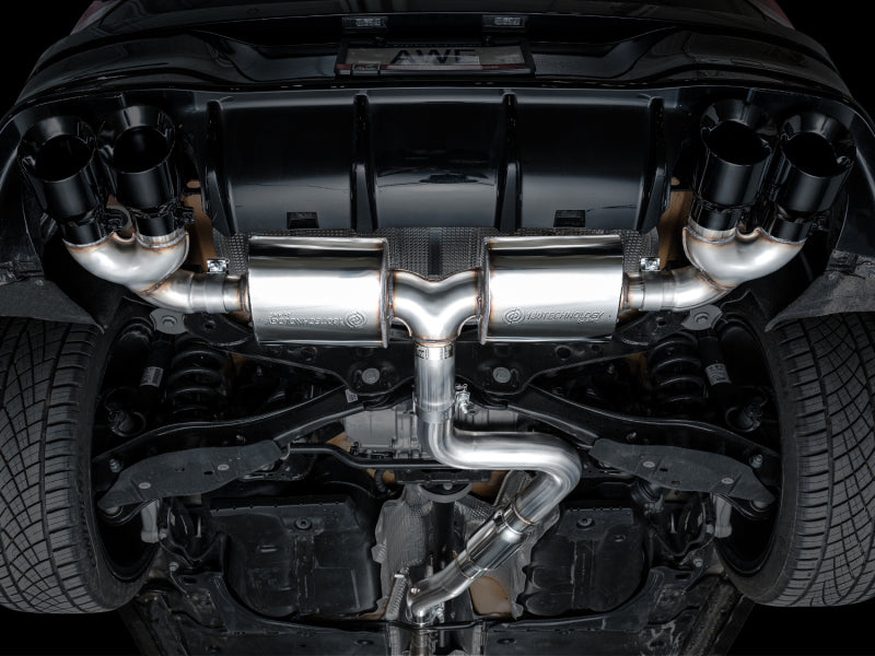 AWE MK8 Volkswagen Golf R 3in Touring Edition Quad Exhaust - Diamond Black Tips AWE Tuning Catback AXOPROS