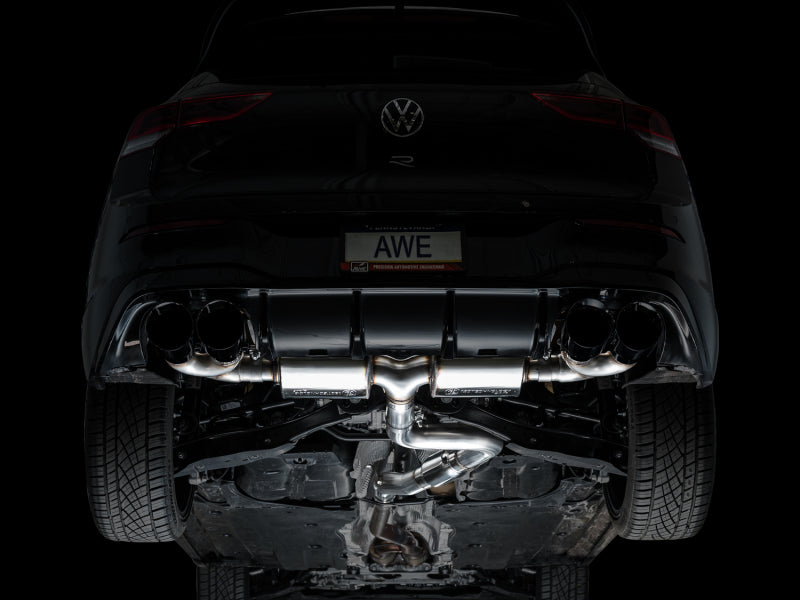 AWE MK8 Volkswagen Golf R 3in Touring Edition Quad Exhaust - Diamond Black Tips AWE Tuning Catback AXOPROS