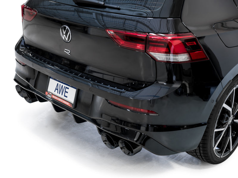 AWE MK8 Volkswagen Golf R 3in Track Edition Quad Exhaust - Diamond Black Tips AWE Tuning Catback AXOPROS