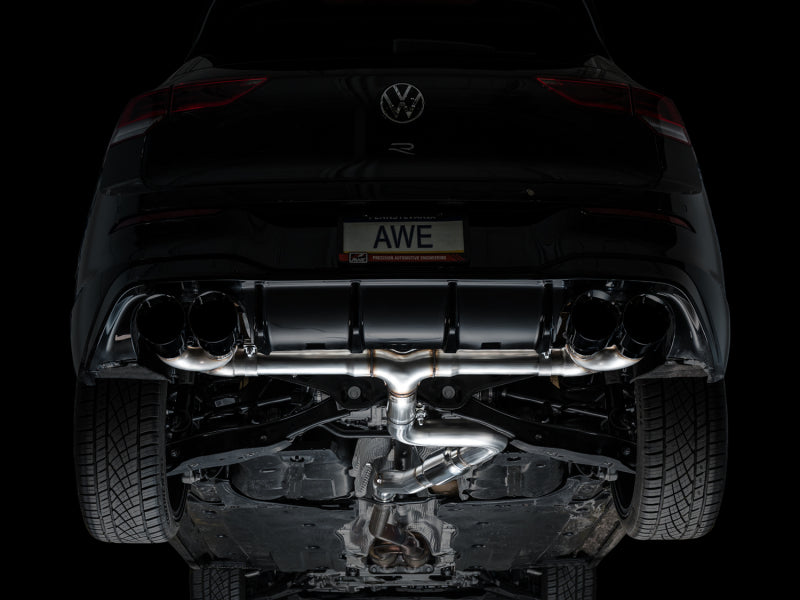 AWE MK8 Volkswagen Golf R 3in Track Edition Quad Exhaust - Diamond Black Tips AWE Tuning Catback AXOPROS