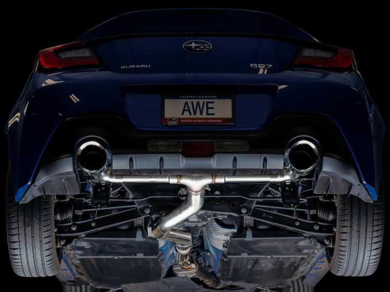 AWE Subaru BRZ/ Toyota GR86/ Toyota 86 Track Edition Cat-Back Exhaust- Chrome Silver Tips AWE Tuning Catback AXOPROS