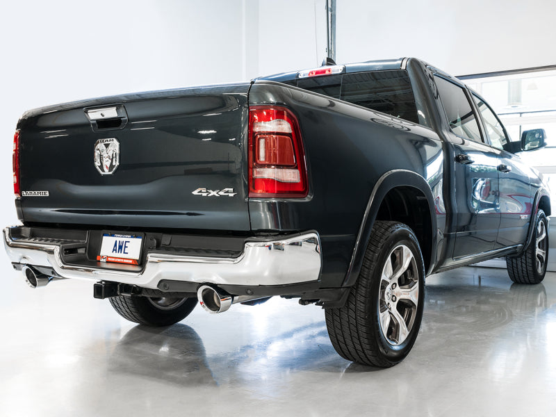 AWE Tuning 19-21 RAM 1500 5.7L (w/Cutouts) 0FG Dual Rear Exit Cat-Back Exhaust - Chrome Silver Tips AWE Tuning Catback AXOPROS