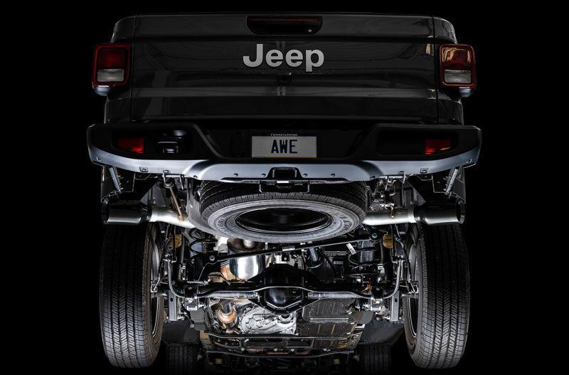 AWE Tuning 20-21 Jeep Gladiator JT 3.6L Tread Edition Cat-Back Dual Exhaust - Diamond Black Tip AWE Tuning Catback AXOPROS