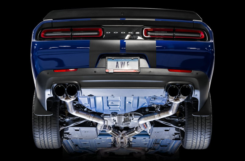 AWE Tuning 2015+ Dodge Challenger 6.4L/6.2L SC Track Edition Exhaust - Quad Diamond Black Tips AWE Tuning Catback AXOPROS