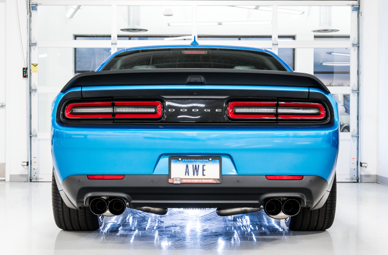 AWE Tuning 2015+ Dodge Challenger 6.4L/6.2L SC Track Edition Exhaust - Quad Diamond Black Tips AWE Tuning Catback AXOPROS