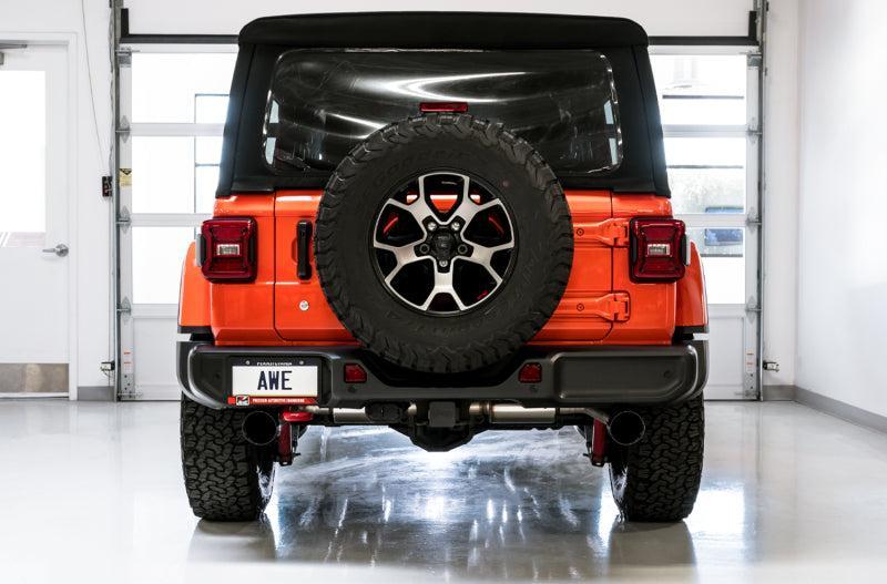AWE Tuning 2018+ Jeep Wrangler JL/JLU Tread Edition Axle-Back Dual Exhaust - Diamond Black Tips AWE Tuning Catback AXOPROS