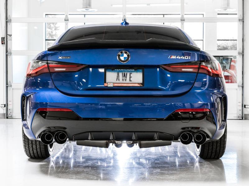 AWE Tuning 2019+ BMW M340i (G20) Resonated Touring Edition Exhaust - Quad Diamond Black Tips AWE Tuning Catback AXOPROS