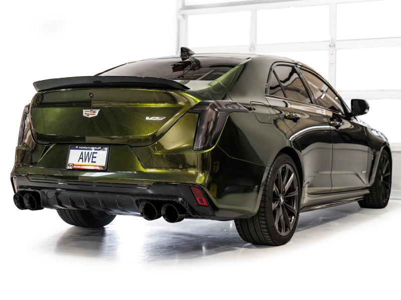 AWE Tuning 2021+ Cadillac CT4-V Blackwing SwitchPath Exhaust - Diamond Black Tips AWE Tuning Catback AXOPROS