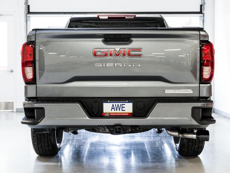 AWE Tuning 4th Gen GM 1500 5.3L 0FG Catback Dual Side Exit (Flat Bumper) - Diamond Tips AWE Tuning Catback AXOPROS