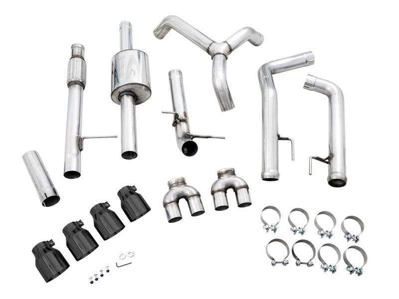 AWE Tuning 4th Gen GM 1500 5.3L 0FG Catback Split Rear Exit (w/ Bumper Cutouts) - Quad Diamond Tips AWE Tuning Catback AXOPROS