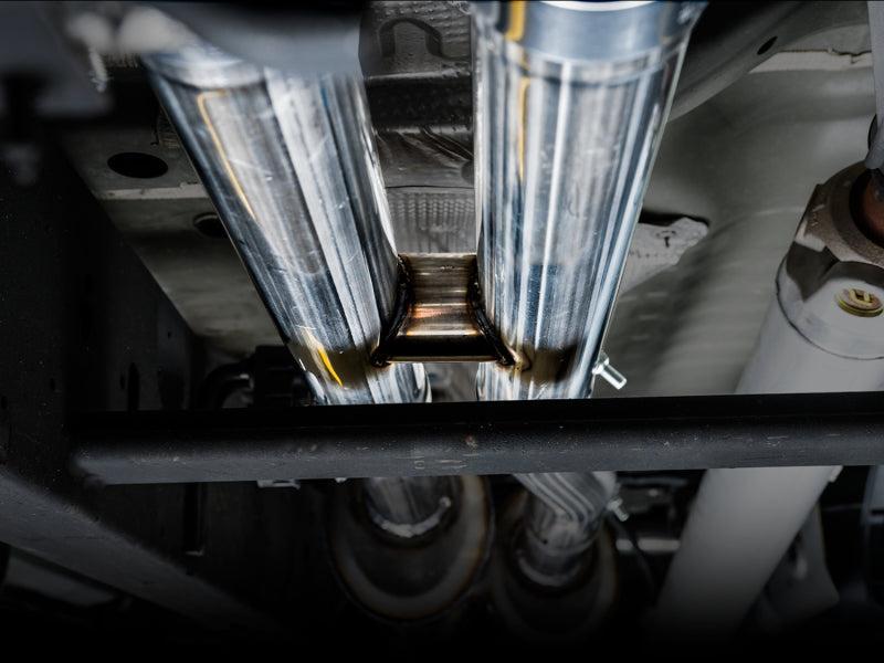 AWE Tuning 4th Gen GM 1500 6.2L 0FG Catback Split Rear Exit (w/ Bumper Cutouts) - Quad Chrome Tips AWE Tuning Catback AXOPROS