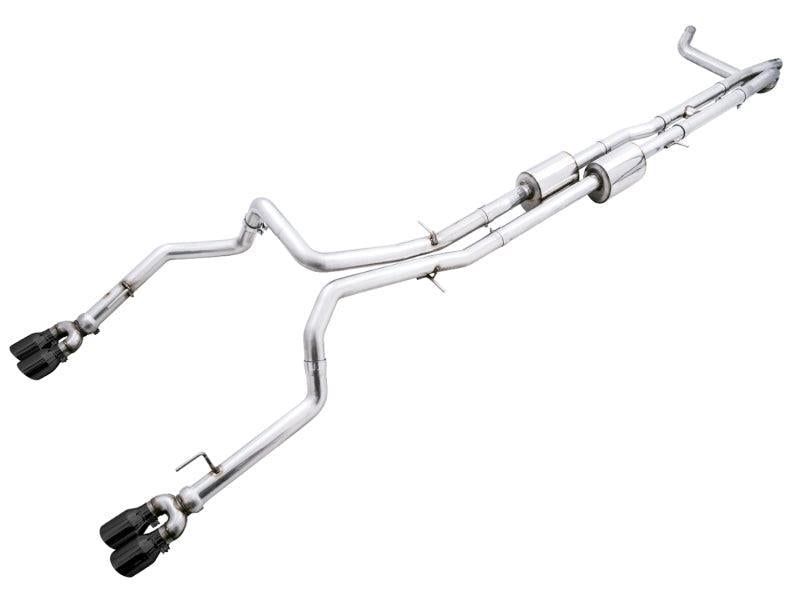 AWE Tuning 4th Gen GM 1500 6.2L 0FG Catback Split Rear Exit (w/ Bumper Cutouts) - Quad Diamond Tips AWE Tuning Catback AXOPROS