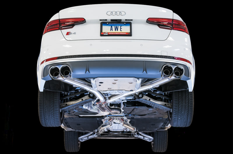 AWE Tuning Audi B9 S4 Track Edition Exhaust - Non-Resonated (Black 102mm Tips) AWE Tuning Catback AXOPROS