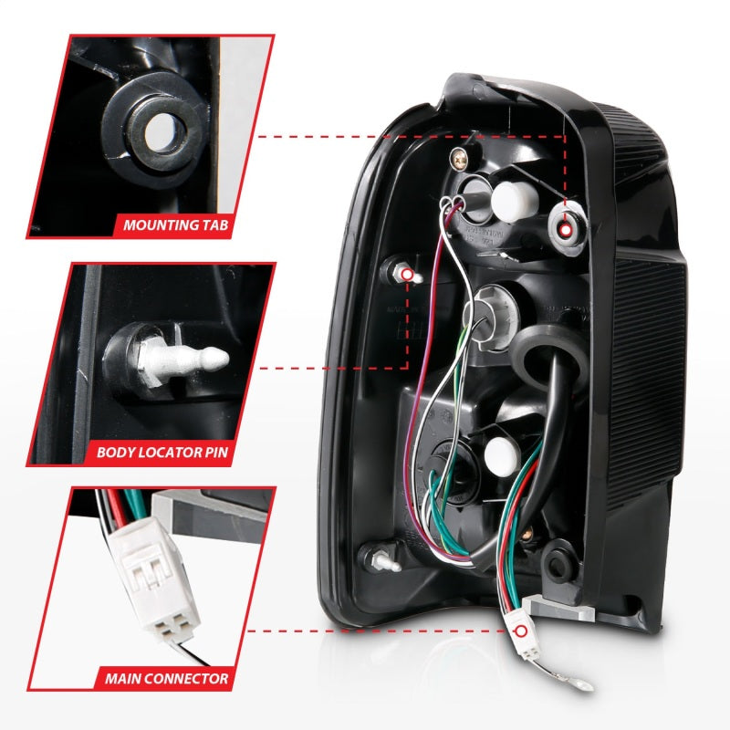 ANZO 2001-2002 Toyota 4 Runner LED Taillights Black ANZO Tail Lights  AXOPROS