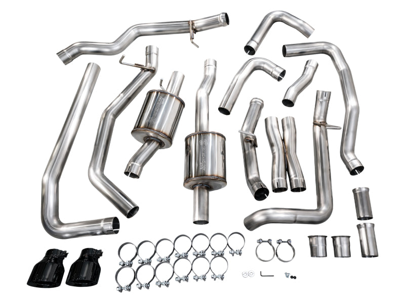 AWE Tuning AWE Tuning 2025+ RAM 1500 RHO 3.0 I6 TT 0FG Dual Rear Exit Cat-Back Exhaust - Diamond Black Tips Catback aftermarket performance part