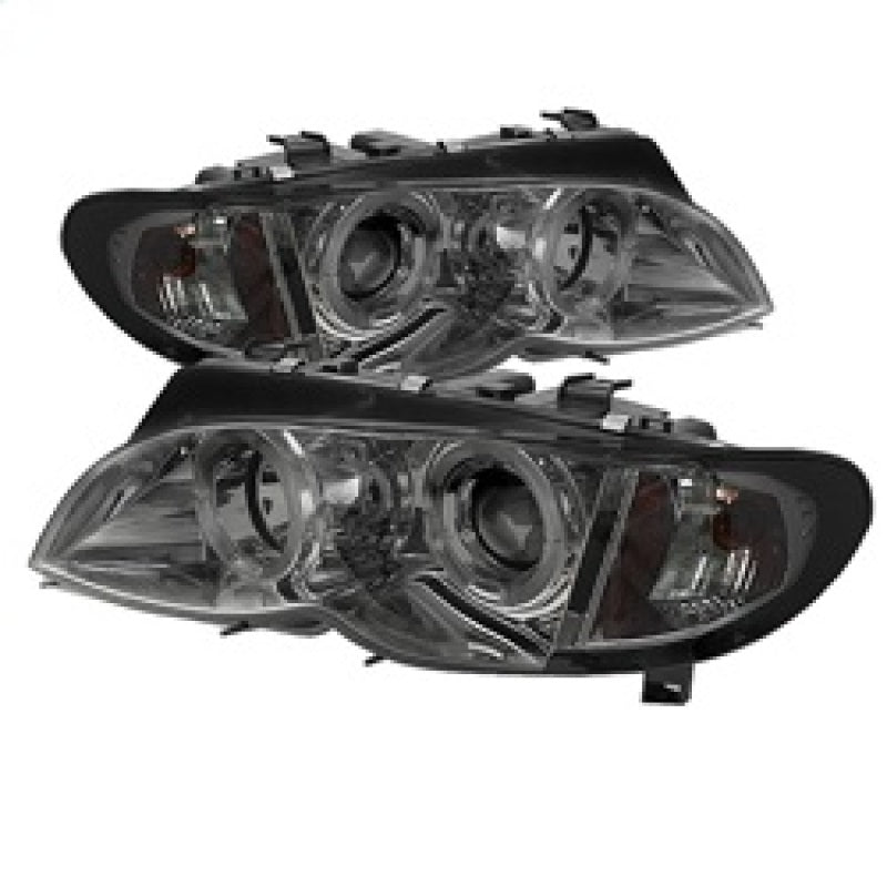 Spyder BMW E46 3-Series 02-05 4DR Projector Headlights 1PC LED Halo Smke PRO-YD-BMWE4602-4D-AM-SM SPYDER Headlights AXOPROS