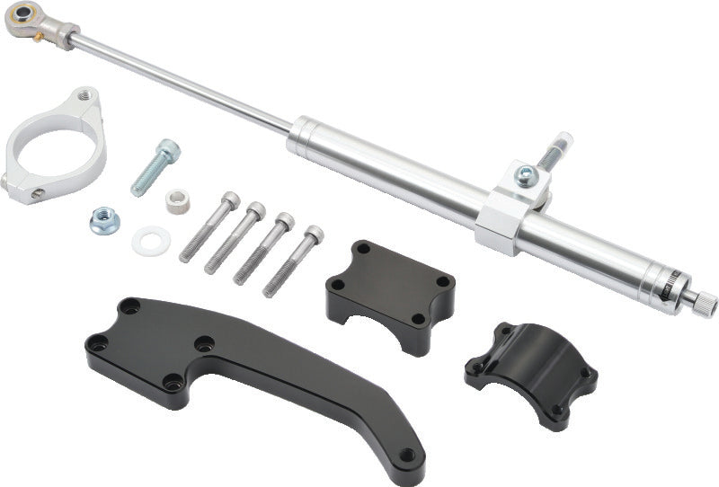 Twin Power 17-Up FLH FLT Models Satin Finish Steering Damper Kit TwinPower Steering Dampers AXOPROS