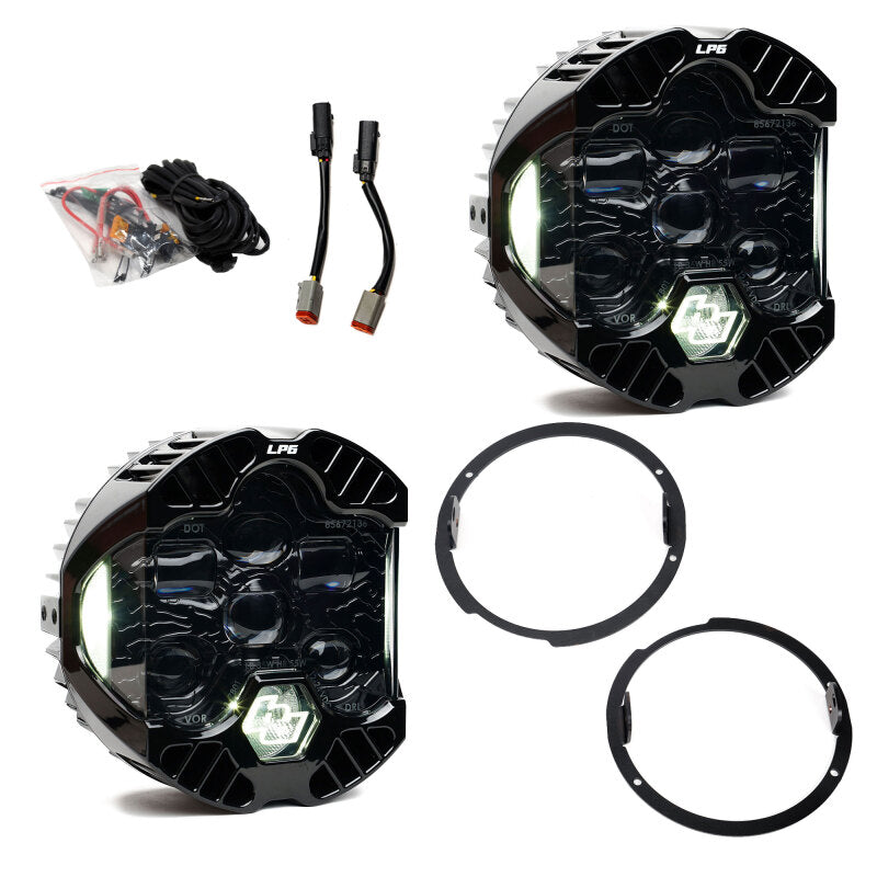 Baja Designs 07-18 Jeep Wrangler JK DOT LP6 LED Headlight Kit (For LED Headlights) - Clear/White Baja Designs Headlights AXOPROS