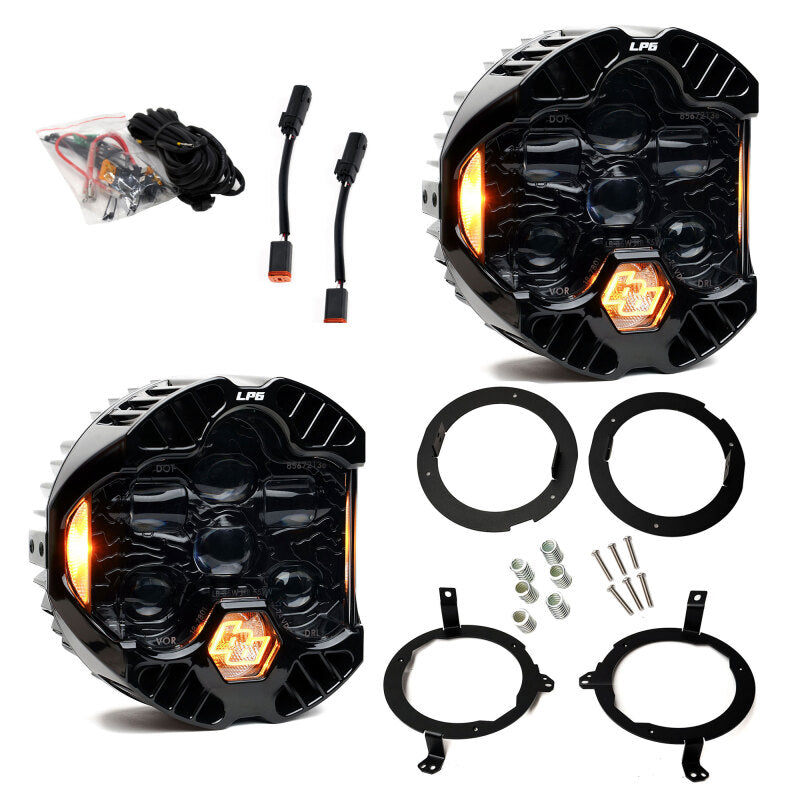 Baja Designs 18-25 Jeep Wrangler JL/20-25 Gladiator JT (w/Halogen) DOT LP6 LED Headlight Kit - Amber Baja Designs Headlights AXOPROS