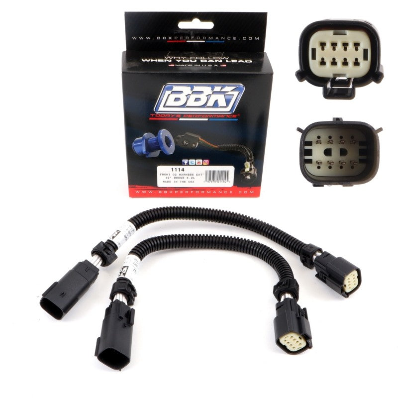 BBK 05-20 Dodge Hellcat 6.2L 6 Pin Front O2 Sensor Wire Harness Extensions 12 (pair) BBK Gauge Components AXOPROS