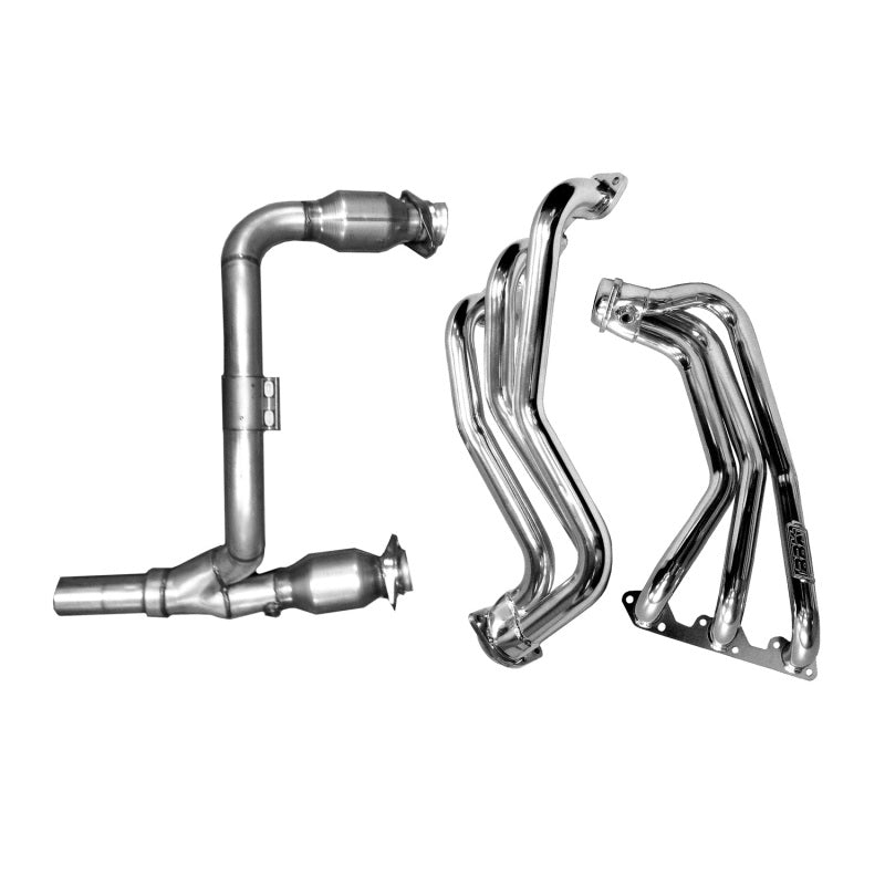 BBK 07-11 Jeep 3.8 V6 Long Tube Exhaust Headers And Y Pipe And Converters - 1-5/8 Silver Ceramic BBK Headers & Manifolds AXOPROS