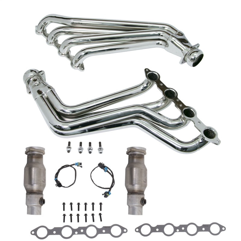 BBK 10-15 Camaro LS3 L99 Long Tube Exhaust Headers With Converters - 1-3/4 Chrome BBK Headers & Manifolds AXOPROS