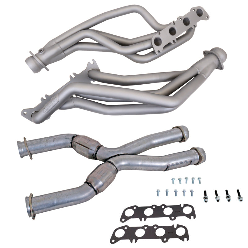 BBK 86-04 Ford Mustang Coyote Swap 1-3/4in Long Tube Headers w/High Flow Catted X-Pipe (Ti Ceramic) BBK Headers & Manifolds AXOPROS