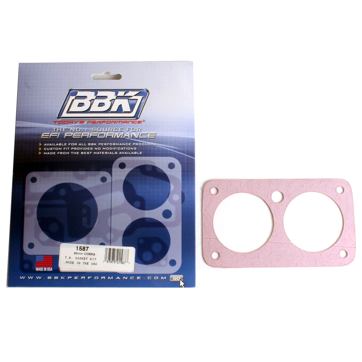 BBK THROTTLE BODY GASKET KIT - COBRA TWIN 62MM FOR #1705 BBK Performance Parts Fuel Injection Throttle Body Mounting Gasket  AXOPROS