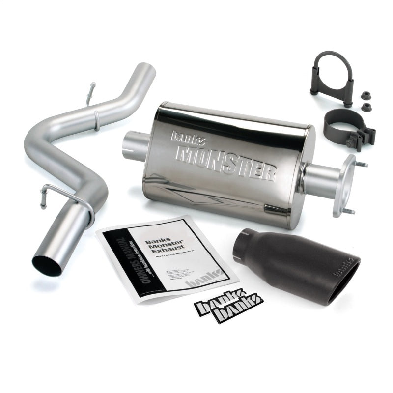 Banks Power 04-06 Jeep 4.0L Wrangler Monster Exhaust System - SS Single Exhaust w/ Black Tip Banks Power Catback AXOPROS