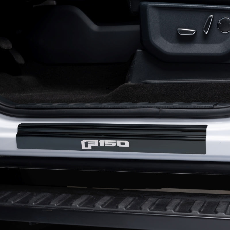 Putco 15-20 Ford F-150 - SuperCrew w/ F-150 Etchinng (4pcs) Black Platinum Door Sills Putco Door Panels AXOPROS
