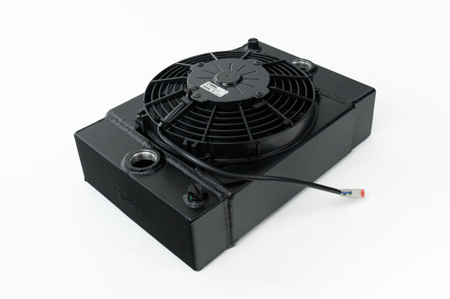 CSF Universal Drag Race / Tuck Radiator w/9in Spal Fan - 10.5in H x 10in L x 3.6in W - Black CSF Radiators  AXOPROS