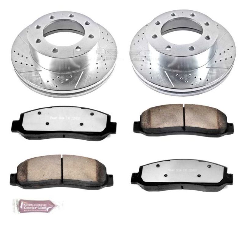 PowerStop Power Stop 10-12 Ford F-450 Super Duty Front Z36 Truck & Tow Brake Kit Brake Rotors - Slot & Drilled aftermarket performance part