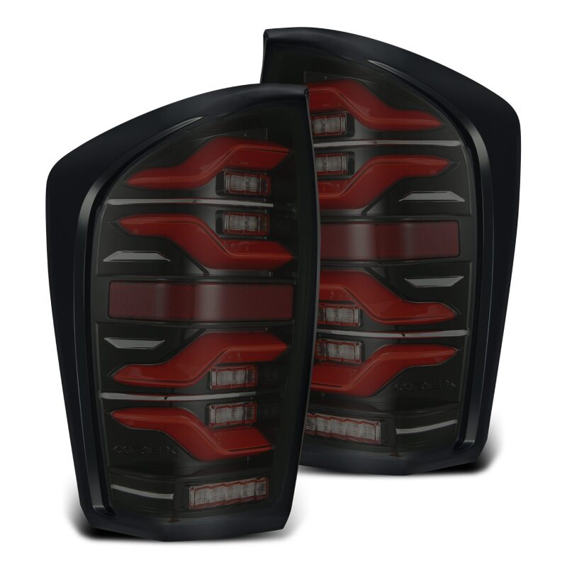 AlphaRex 16-21 Toyota Tacoma LUXX LED Taillights Blk/Red w/Activ Light/Seq Signal AlphaRex Tail Lights  AXOPROS