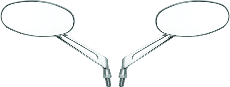 BikeMaster Oval Mirror Machined Arm w/10mm/Yam 10mm/HD Adapters - Pair - Chrome BikeMaster Side Mirrors  AXOPROS