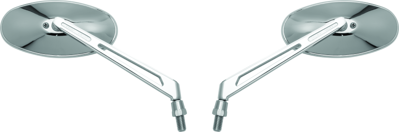 BikeMaster Oval Mirror Machined Arm w/10mm/Yam 10mm/HD Adapters - Pair - Chrome BikeMaster Side Mirrors  AXOPROS