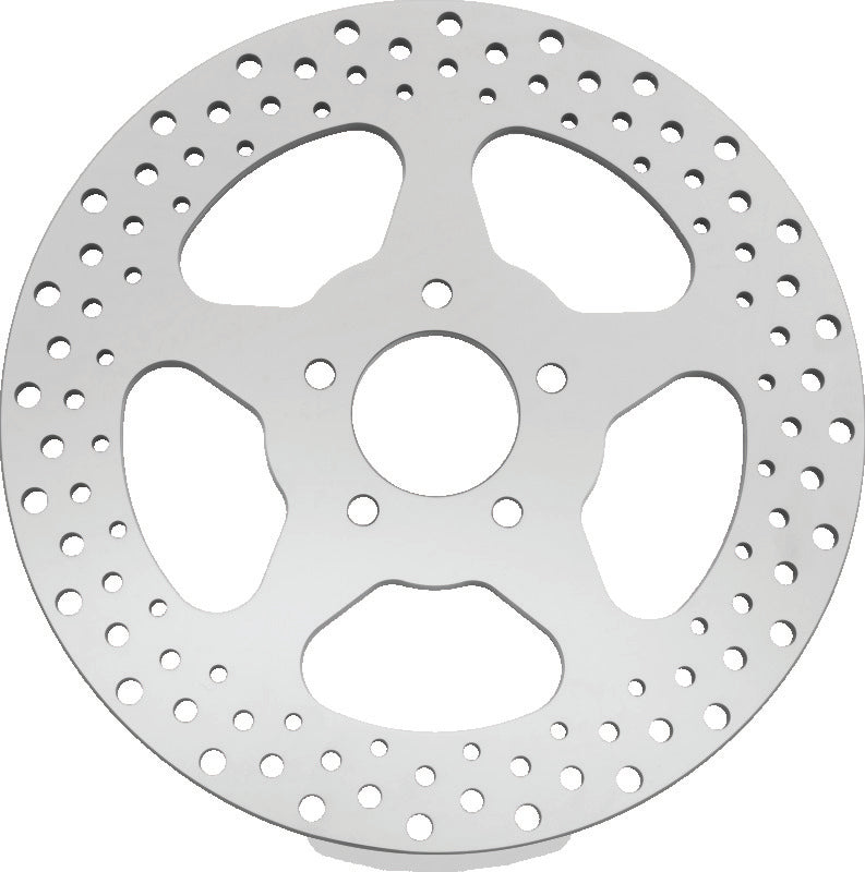 Bikers Choice 00-17 Big Twin 11.5 Inch Polished Frt 5 Spoke Drilled Stnless Rotor Repl H-D 44156-00 Bikers Choice Brake Rotors - Drilled AXOPROS