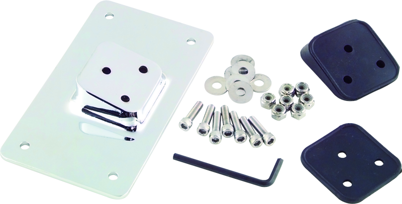 Bikers Choice 55-Up Chrome Custom Laydown License Plate Bracket With 3 Bolt Style Bikers Choice License Plates AXOPROS