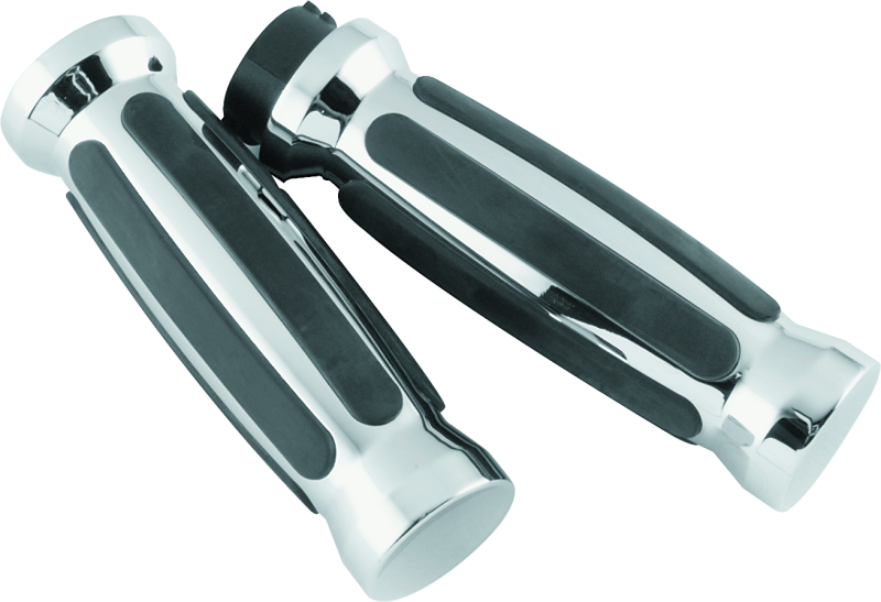 Bikers Choice 81-17 XL & Big Twin Dual Cable Chrome & Black Sensation Grips Pr Bikers Choice Grips  AXOPROS