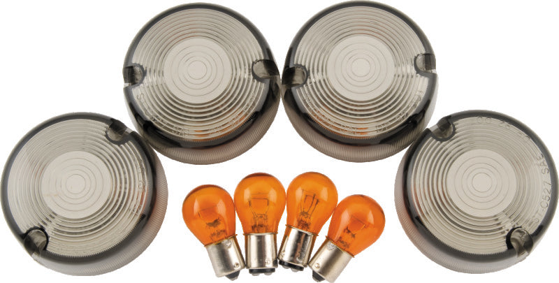 Bikers Choice 86-99 FXST 86-01 FXD FXR XL Smoked Turn Signal Lens & Amber Bulb Kit Repl H-D 69306-02 Bikers Choice Lights Corner AXOPROS