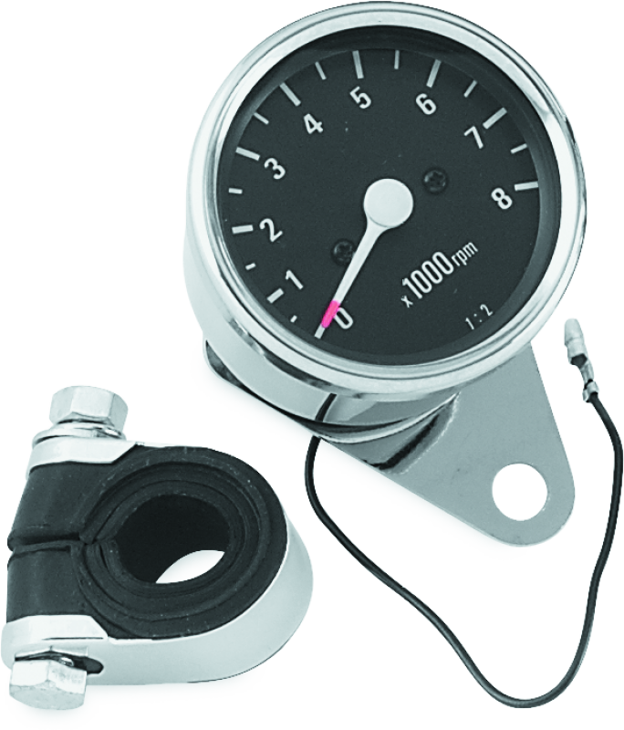Bikers Choice Big Twin & XL Mechanical Custom Mini Tachometer Black Face 8000 Rpm 2 1/2 Inch Bikers Choice Gauges  AXOPROS