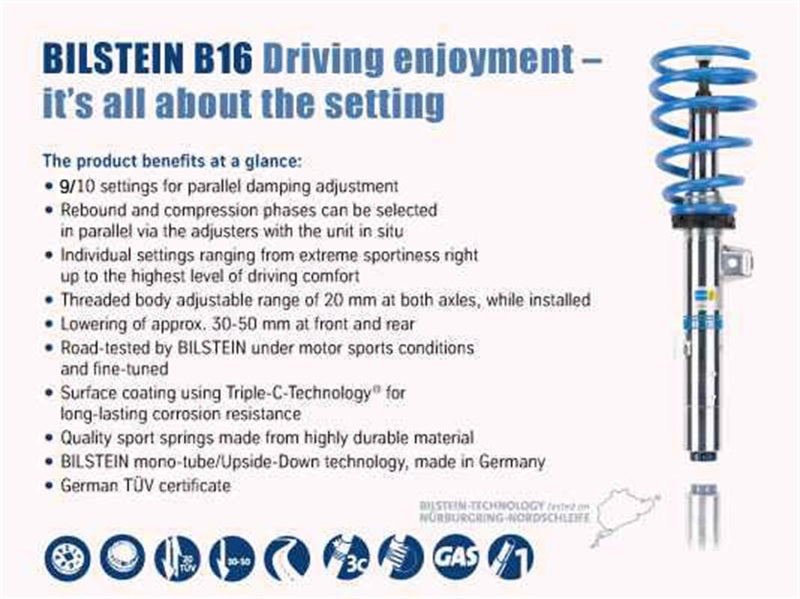 Bilstein B16 1989 Porsche 911 Carrera 4 Front and Rear Suspension Kit Bilstein Coilovers AXOPROS