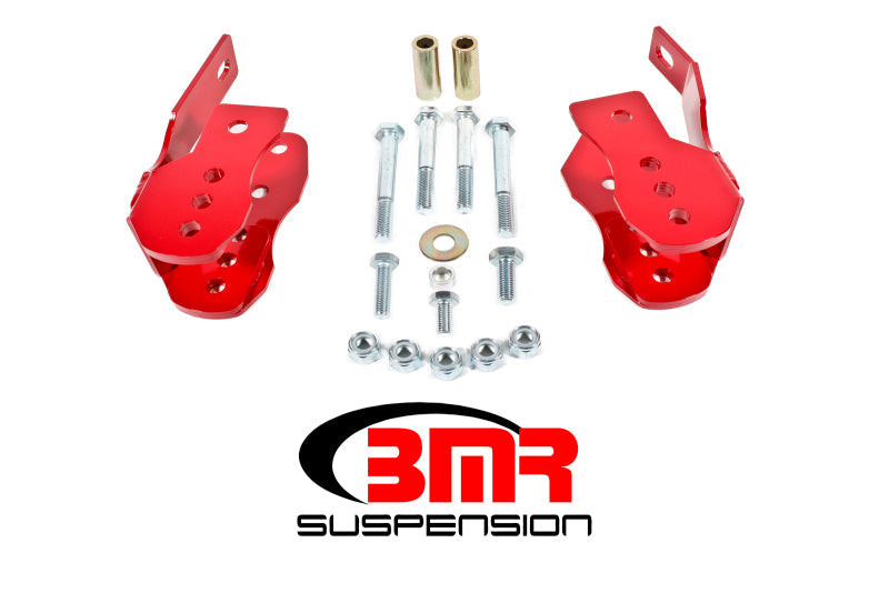 BMR 05-14 S197 Mustang Bolt-On Control Arm Relocation Brackets - Red BMR Suspension Suspension Arms & Components AXOPROS