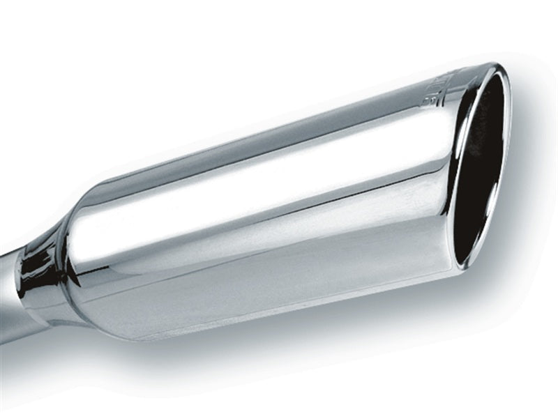 Borla 2.25in Inlet 4in Round Rolled Angle Cut x 12in Long Embossed Exhaust Tip Borla Tips AXOPROS