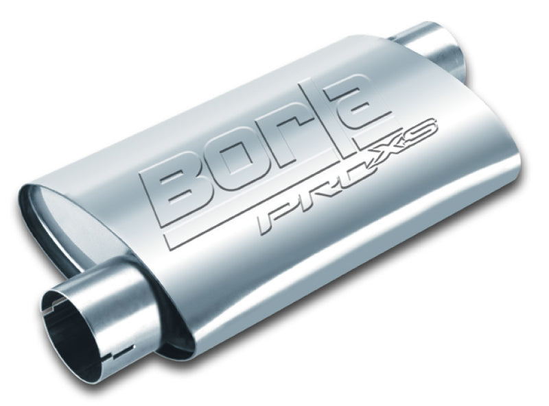 Borla Universal Pro-XS Muffler Oval 3in Inlet/Outlet Offset/Offset Notched Muffler Borla Muffler AXOPROS