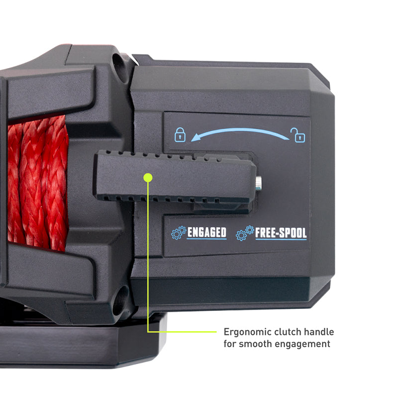 Borne Off-Road 12K Winch - Red Synthetic Rope Borne Off-Road Winches AXOPROS